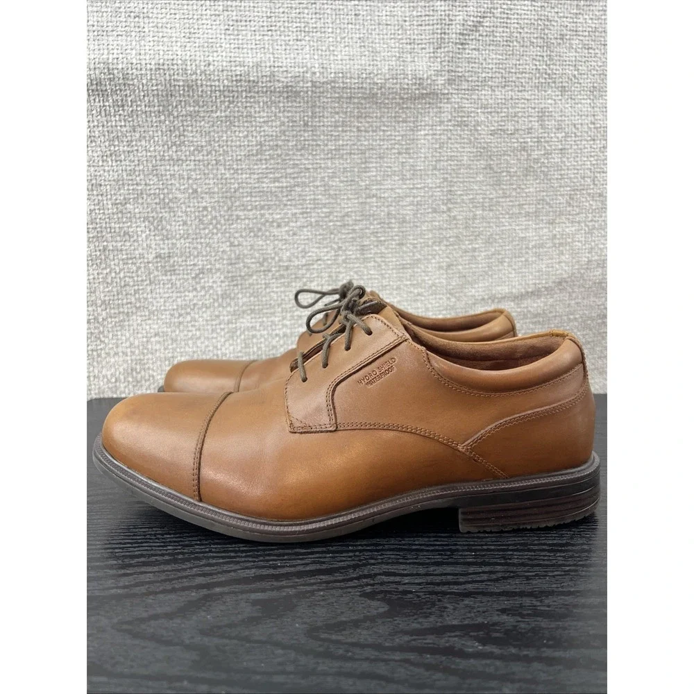 Rockport Men's Hydro Shield Waterproof Cap Toe V814 79‎ Brown Shoes Size 10